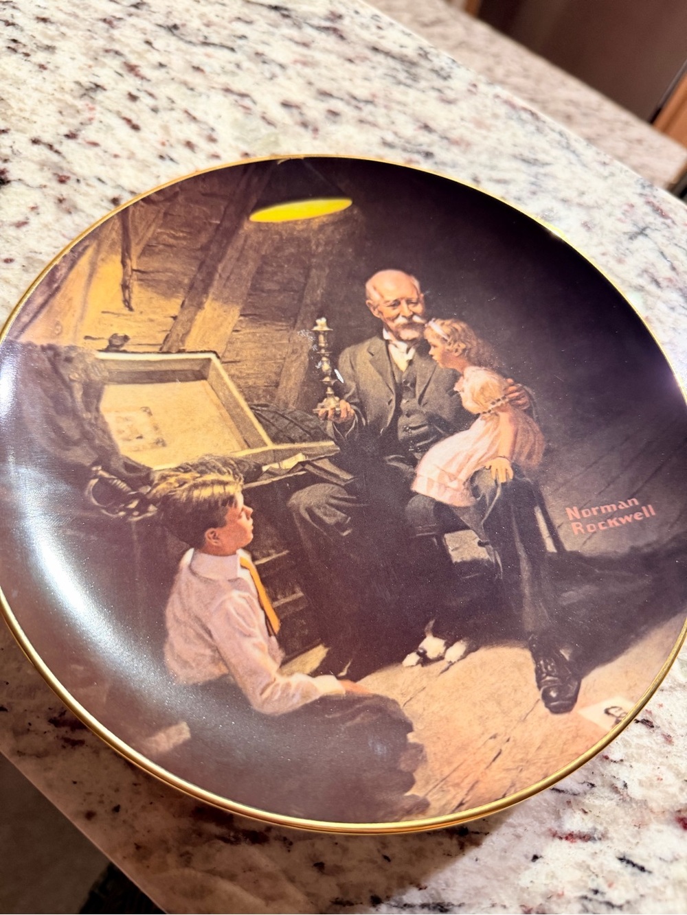 Vintage Knowles Norman Rockwell Grandpa's Treasure Chest Plate Limited  Edition